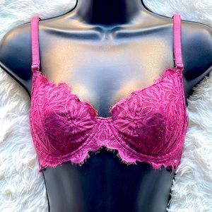 Victoria Secret PINK Lace Bra 32DD Dusty Burgundy